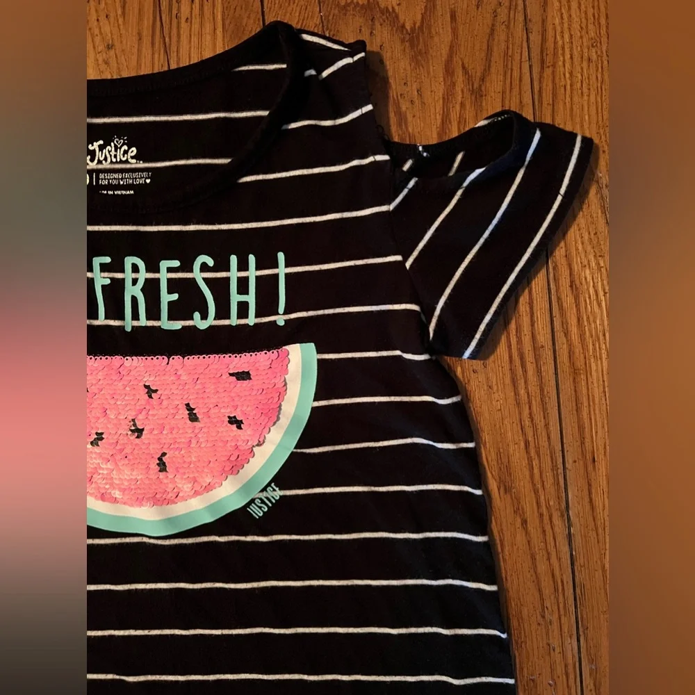 Justice Watermelon ‘So Fresh’ Sequin Top! Girls Size 10. 🍉
